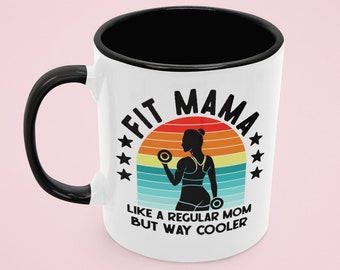 Fit Mom Gift, Fit Mama Mug, Crossfit Mom Mug, Like a Regular Mom but Way Cooler, Kettlebell Mug, Workout Mug, Healthy Mom, Weights