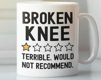 Grappige mok gebroken kniebeen, verschrikkelijk, koffiekop niet aanbevolen, sarcastisch cadeau