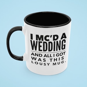 Regalo de boda Mc, taza de dos tonos de maestro de ceremonias, taza de café divertida de maestro de ceremonias, regalo de recepción de matrimonio