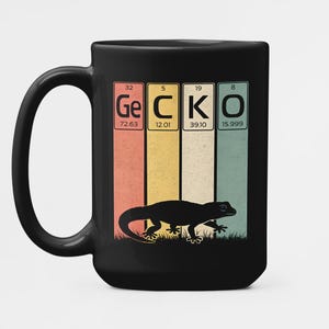 Gecko periodiskt system kaffekopp, rolig reptilbiolog humormugg, kemigåvor