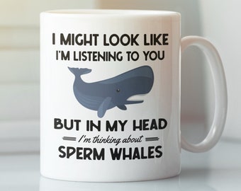 Pottwal Geschenke, Pottwal Tasse, Wal Liebhaber Kaffeetasse, Ich denke an Pottwale, Lustige Wal Geschenk, Pottwal Liebhaber