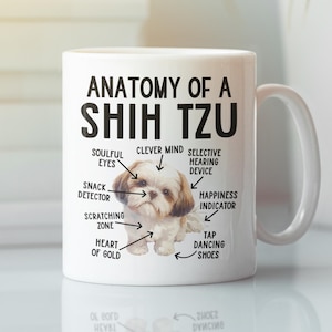 Anatomy of a Shih Tzu Mug, Funny Shihtzu Gifts, Shih-Tzu Lover Coffee Cup, Cute Cartoon Sarcastic Meme Graphic Birthday Present for Dad Mom