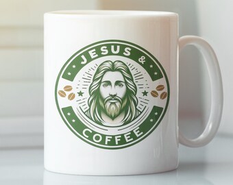 Jesus and Coffee Mug, Coffee and Jesus Cup, Funny Christian Gifts, Presents for Christians, Godly Spiritual Believer Gifts, Love Jesus