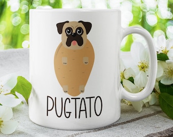 Pugtato Mug, Funny Pug Gifts, Pug Mug, Pug Potato Cup, Pug Lover Gift, Pug Owner Gift, Pug Coffee Mug, Gift for Pug Enthusiast