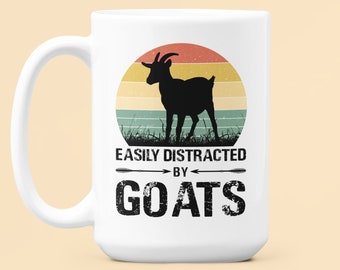 Taza de cabra, distraída fácilmente por las cabras, regalos divertidos para amantes de las cabras, taza de café de cabra, regalos de papá de mamá de cabra, taza de granjero de cabra, regalos entusiastas de cabra