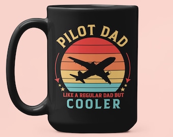 Regalos para papá piloto, taza de piloto, como un papá normal, pero más genial, papá piloto de aerolínea, regalos para el Día del Padre, taza de café divertida para papá, papá capitán