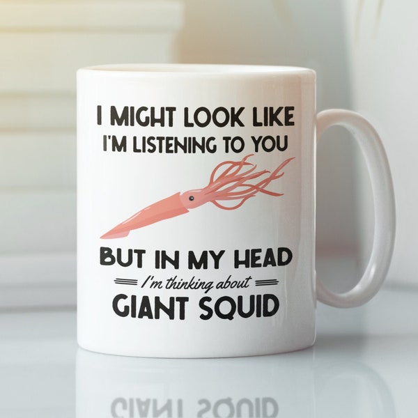 Giant Squid Gifts, Giant Squid Mug, Squid Lover Coffee Cup, Ik denk aan Giant Squids, Funny Colossal Squid Present, Squid Enthusiast