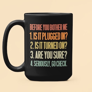 Regalos para analista de sistemas informáticos, taza divertida para computadora, administrador de bases de datos, taza para gerente de TI, ¿está enchufado y encendido? ¿Estás seguro?