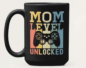 Gaming Mom Mug, Gamer Mom Gift, Mom Level Unlocked, New Mom Gift, Pregnancy Announcement Mug, Leveled up To Mom, Pregnancy Reveal, New Baby