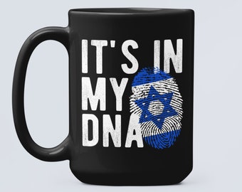 Mug juif C'est dans mon ADN, cadeaux pour citoyens israéliens, cadeaux israéliens rigolos, drapeau israélien, maman, papa, ami, cadeau citoyen fierté, cadeaux pour juifs