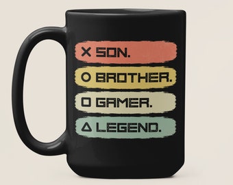 Sohn Bruder Gamer Legende, Gaming Becher, lustige Gamer Kaffeetasse, einzigartiges Geschenk für Gaming-Enthusiasten, Videospiel Tasse, Computerspiel Geschenk