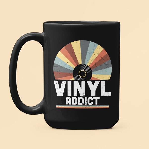 Vinyl Record Mug, Record Lover Gift, Vintage Vinyl Record Coffee Cup, Vinyl Addict Mug, Funny Vinyl Record, Record Collector Gift