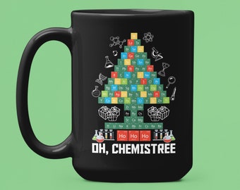 Cadeau de chimie, tasse Oh Chemistree, cadeau de Noël de chimiste, cadeaux de professeur de chimie, arbre de chimiste Oh, tasse à café drôle de chimie