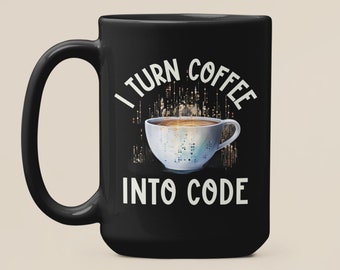 Programmierer Becher, Coder Geschenke, ich wandle Kaffee in Code, Computer Entwickler Kaffeetasse, Entwickler Geschenke, Lustiger Binärcode Computer Nerd