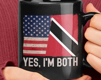Trinidad & Tobago American Mug, Trinidadian Dual Citizen Gifts, New American Citizenship Coffee Cup Yes I'm Both, Presents for New Citizens