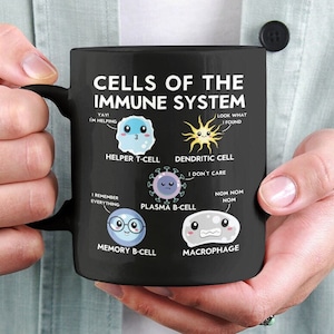 Immunology Gifts, Immunologist Mug, Cells of the Immune System Mug, Immune Cells Coffee Cup, Helper T Dendritic Macrophage Memory B Plasma B