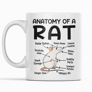 Råttans anatomi mugg, rolig present till husdjursälskare, söt gnagare humor kaffekopp