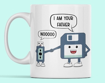 Floppy Disk Mug, I Am Your Father, Computer Mug, Computer Science Gifts, Engineering Cup, Coding Mug, Computer Tech USB Father Mug