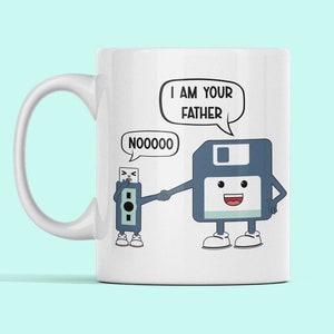 Floppy Disk Mug, I Am Your Father, Computer Mug, Computer Science Gifts, Engineering Cup, Coding Mug, Computer Tech USB Father Mug