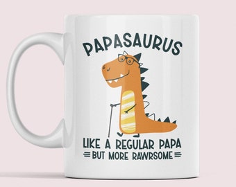 Papasaurus Mug, Papa Mug, Papa Gifts, Funny Papa Dinosaur Coffee Cups, Christmas Present Unique Papa Gifts, Dinosaur Papa Father's Day