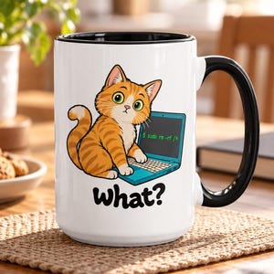 Funny Programmer Cat Mug, Linux Coding Gift for Developer and Computer Geek