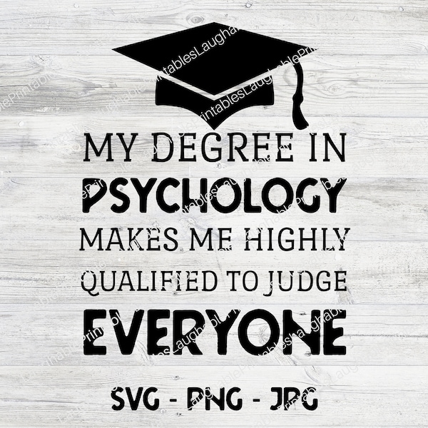 Psychology SVG, Psychologist Clipart, Png Jpg Instant Download, Cricut Cut File, Art File, My Degree in Psychology Makes me Highly Qualified