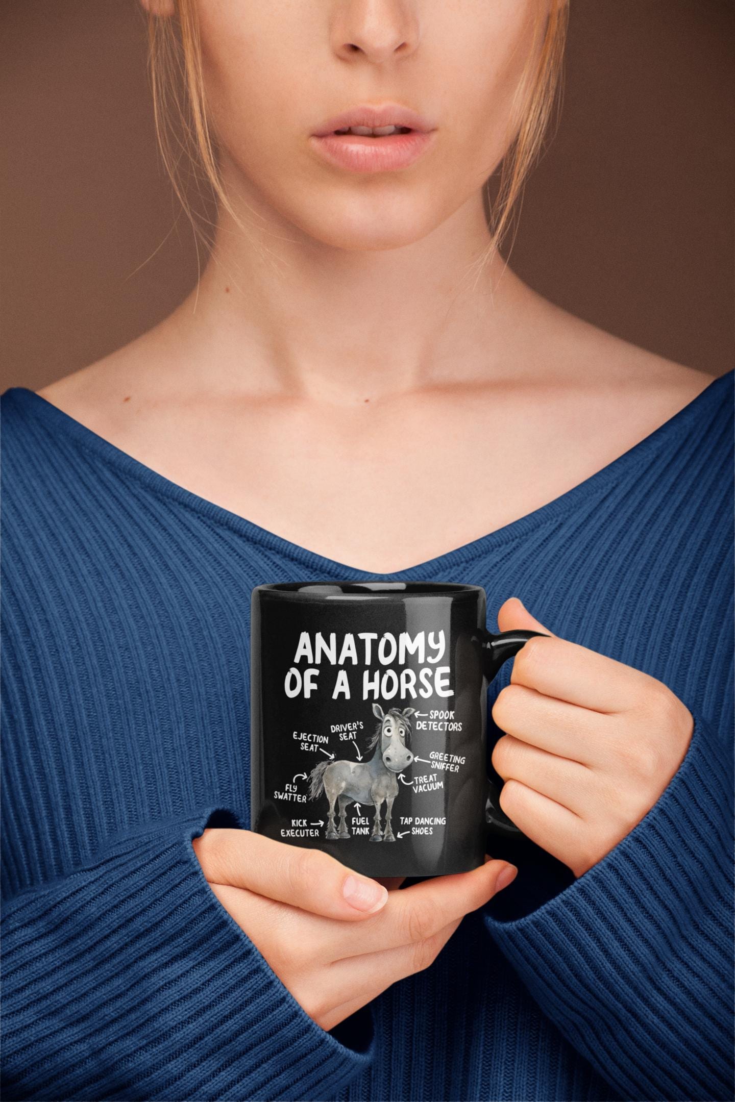Anatomy of a Horse Mug, Funny Horse Gifts, Horse Lover Coffee Cup, Cute Cartoon Sarcastic Meme Graphic Birthday Present for Dad Mom