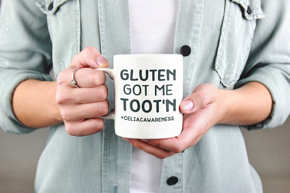 Celiac Gifts, Funny Celiac Mug, Gluten Free Coffee Cup, Gluten Got Me Toot'n, Gluten Intolerant Gifts, Wheat Free Gifts, Celiac Awareness