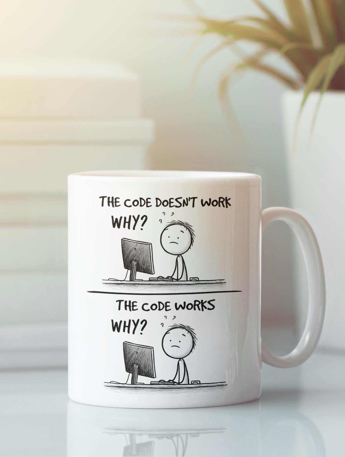 Funny Coding Mug, the Code Doesn't Work Why Coffee Cup, Programmer ...