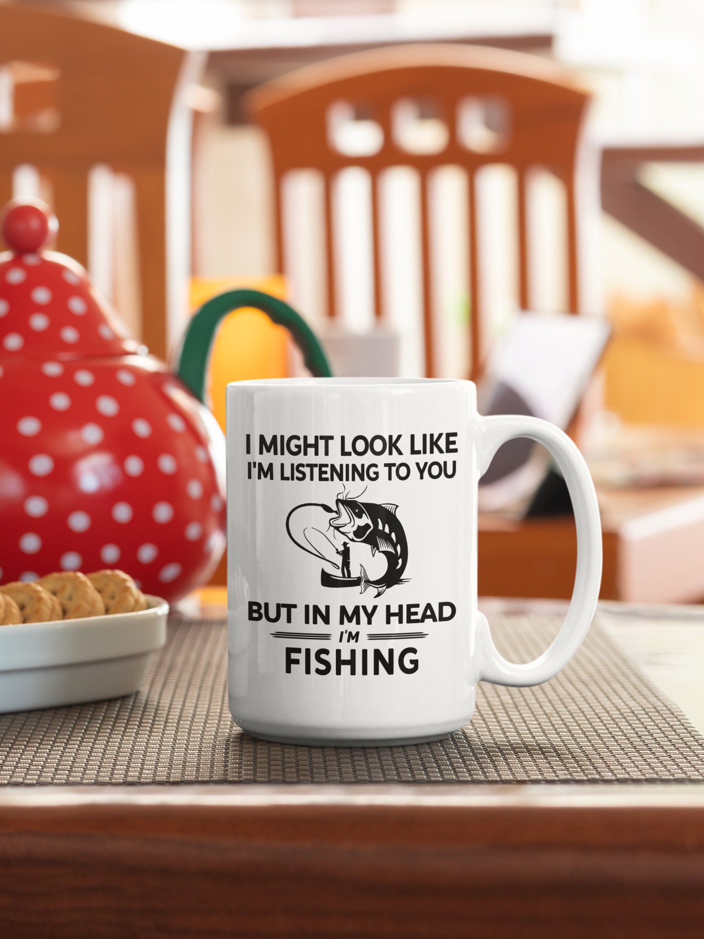 Fishing Mug, Fisherman Gift, I Might Look Like I'm Listening to You but In My Head I'm Fishing