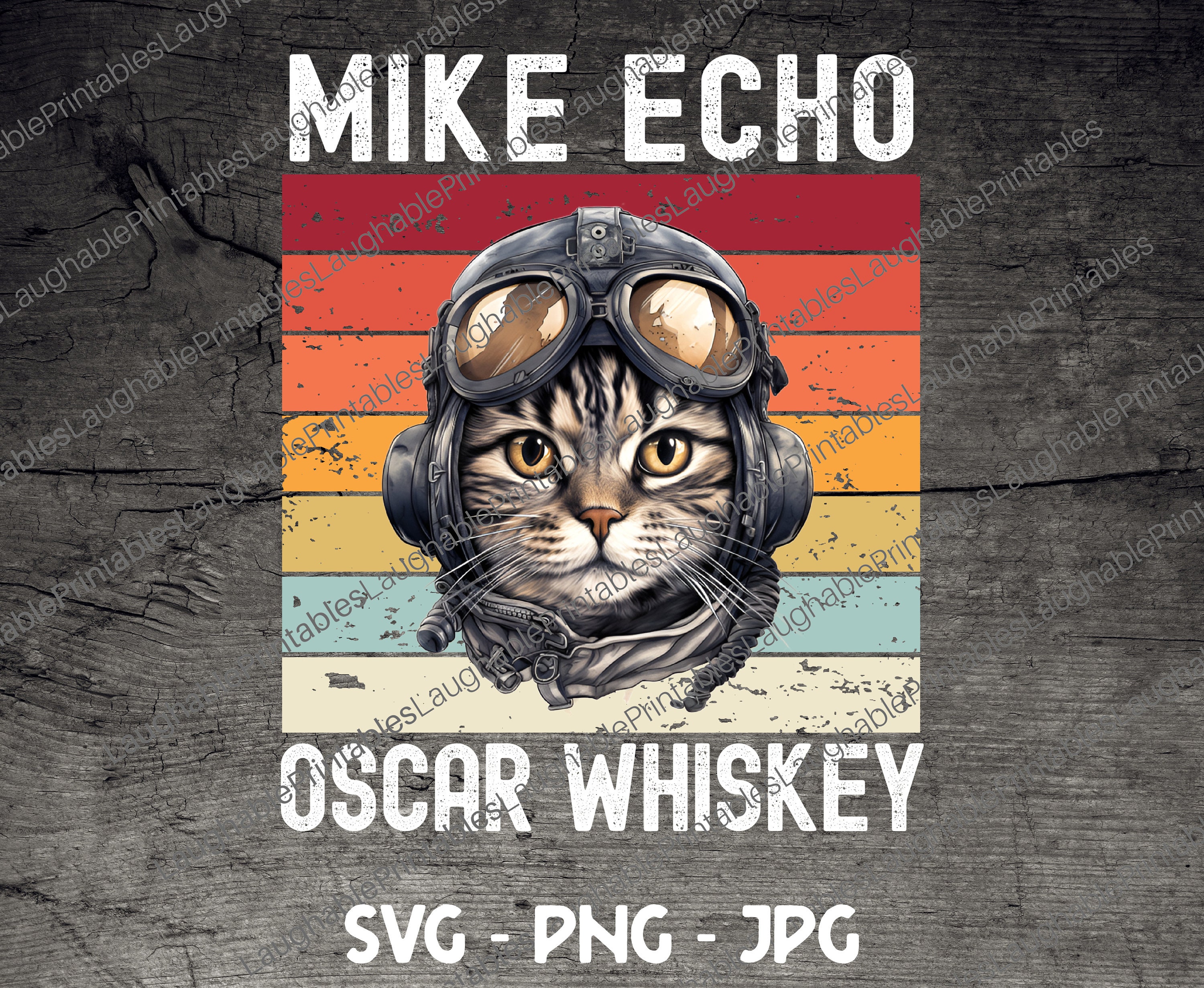 Mike Echo Oscar Whiskey SVG, Funny Cat Pilot Digital Art File, Cat