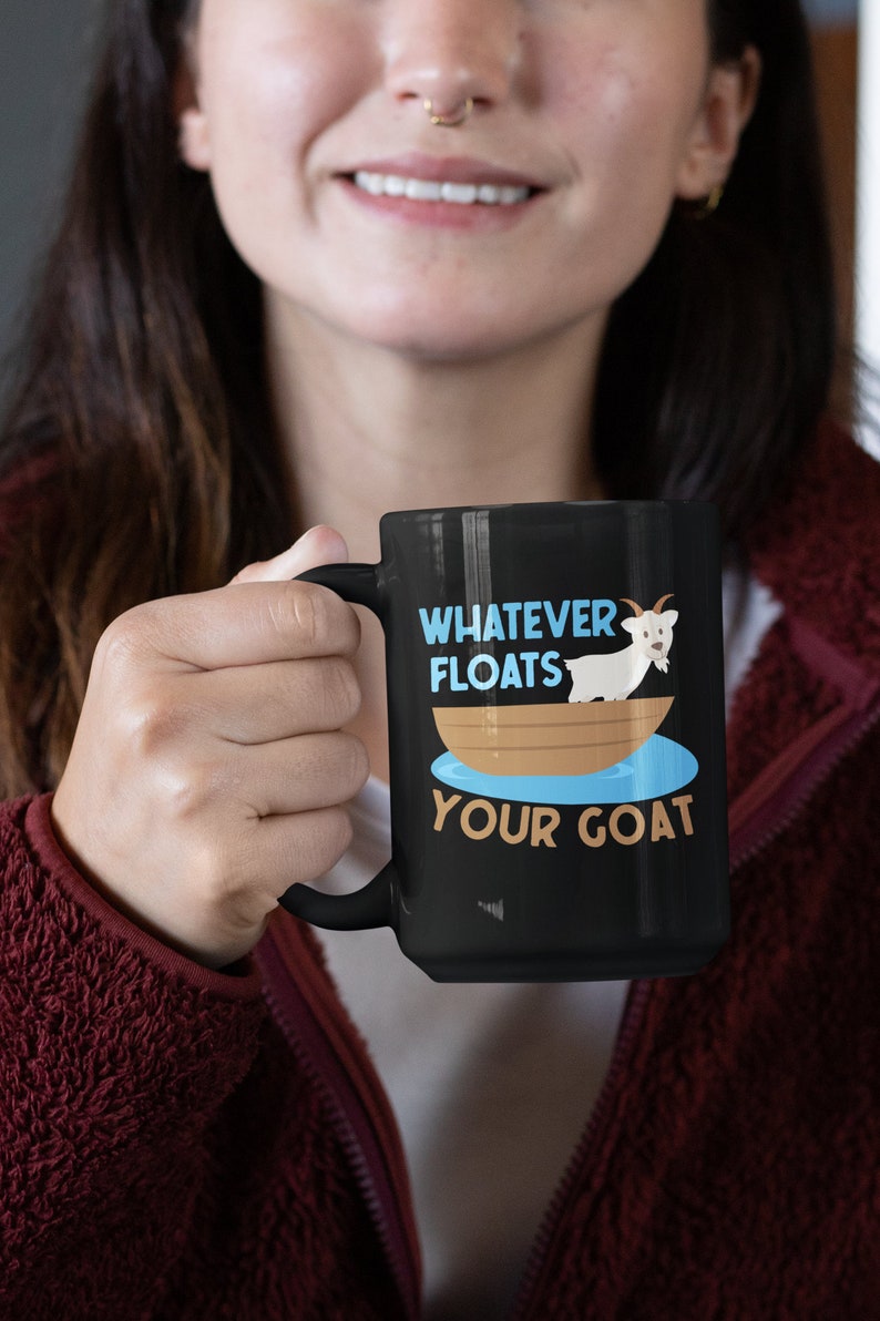 Goat Mug, Whatever Floats Your Goat, Funny Goat Gifts, Goat Farmer Cup, Goat Lover Coffee Mug, Animal Pun, Goat Joke, Cute Goat Cup image 4