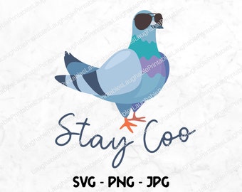 Stay Coo Pigeon PNG, Funny Pigeon Bird Digital Download, Pigeon Lover Gifts, Animal Pun Art File, Jpg Png, Stay Cool Cricut Cutting File