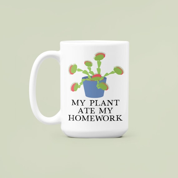 Venus Flytrap Mug, Funny Venus Fly Trap Gifts, My Plant Ate my Homework Mug, Venus Flytrap Lover Coffee Cup, Plant Enthusiast Gifts