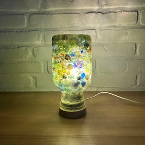 Marble Lamp - Unieke handgemaakte vintage knikkers lab glazen fles draadloze LED-lamp
