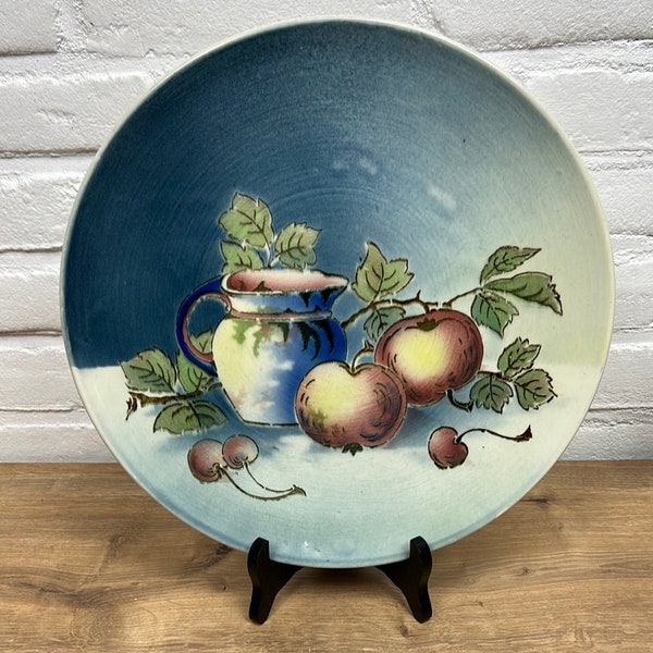 Large ceramic plate with fruit still life - wall hanging