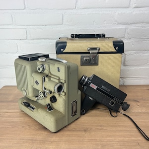 Vintage Eumig P8 8mm Automatic Cine Projector in Original rare travel case and Eumig Mini super 8 camera