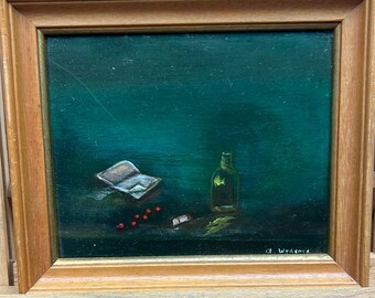 Small Still life oil painting in wooden frame