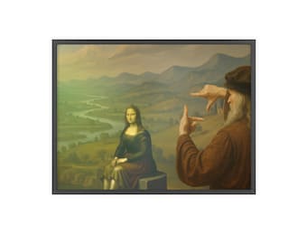 The discovery of the Mona Lisa by da Vinci - Classic Art Print with Wooden Frame