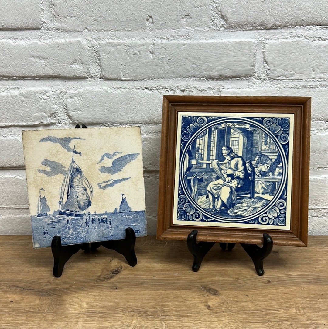 A Set of Two Delfts Blue Ceramic Tiles - Etsy