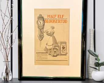 Original &quot;Blooker Chocolate&quot; advertisement from 1928 |  Unique color print | Vintage advertising | Retro | Chocolate brand