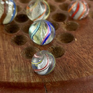 Collection of 5 Antique Latticino Core Swirls Marbles Handmade German ...