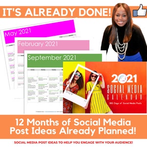12 Month 2021 Social Media Post Planner & Calendar | Perfect for Facebook Posts and Instagram Posts