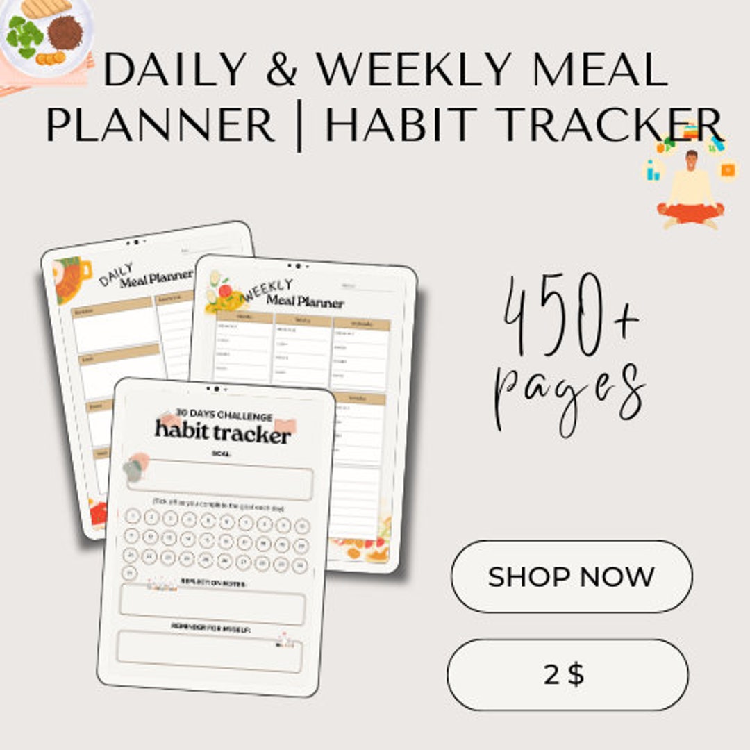 Digital Meal Planner and Habit Tracker Daily & Weekly Planning, Healthy ...