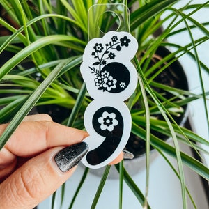 Floral Semicolon Mental Health Sticker: Weatherproof Vinyl Decal