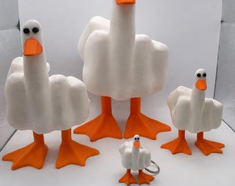 3D Printed Middle Finger Duck Funny Desk Decor – Sarcastic Duck Figurine Gag Gift – Novelty Home & Office Decor – Multiple Sizes Available