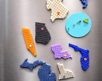 Lego-Inspired State Magnet With Heart Peg – All 50 States Available
