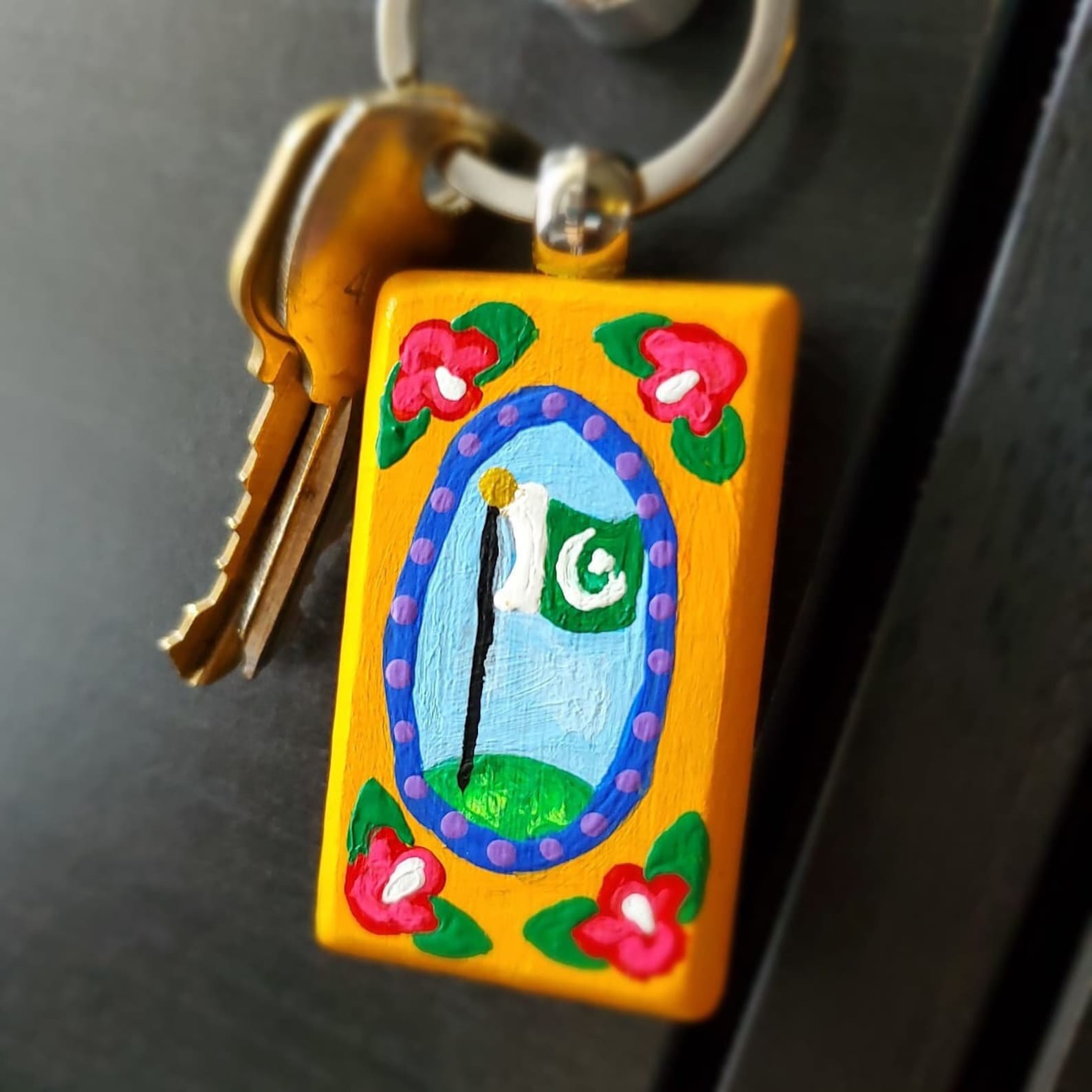 Pakistani Truck Art Keychain Hand Painted Independence Day/azadi Mubarak, Pakistan Flag and