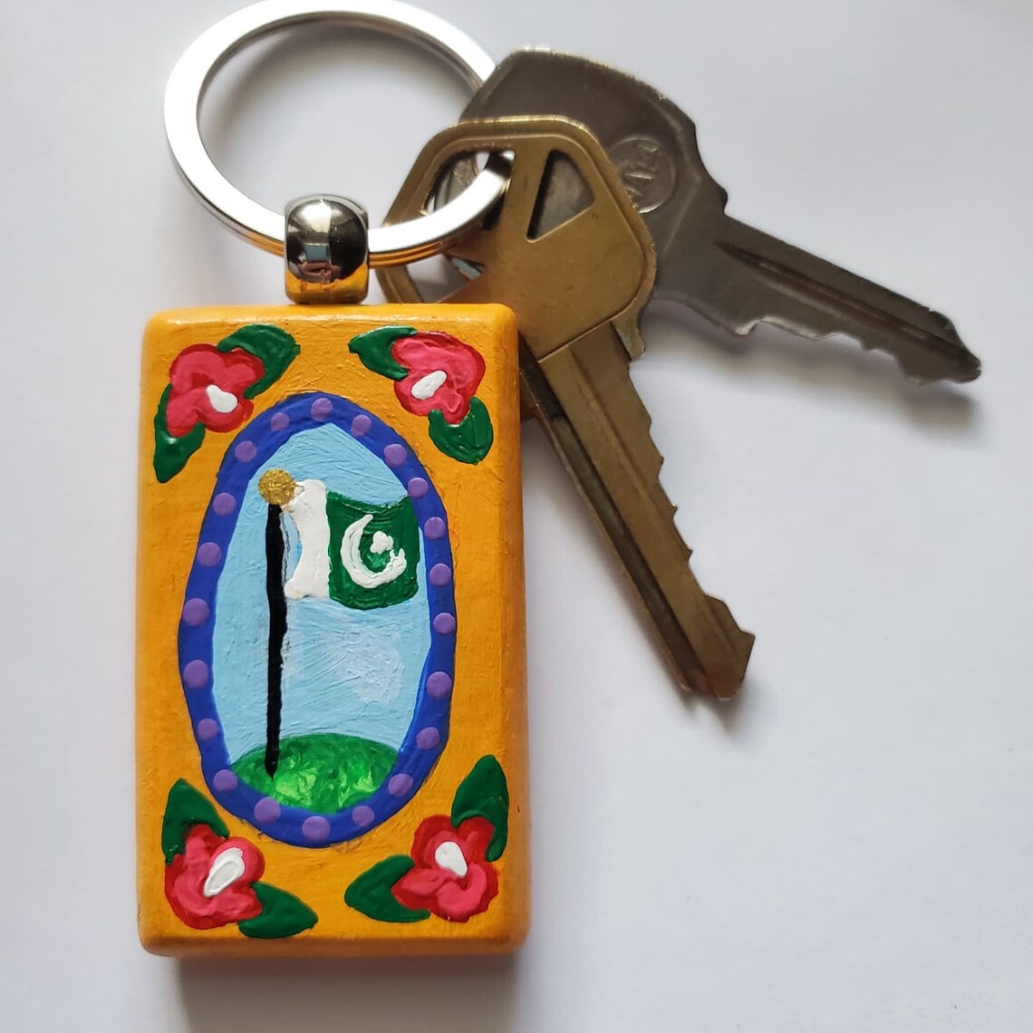 Pakistani Truck Art Keychain Hand Painted Independence Day/azadi Mubarak, Pakistan Flag and