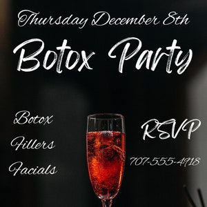 Botox Party Invitation/Small Business Printable Flyer/Editable Canva Template/Evite Posts via Socials